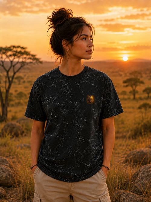 Action Hero Silhouette Acid Wash Oversized Unisex Tee - 240 GSM