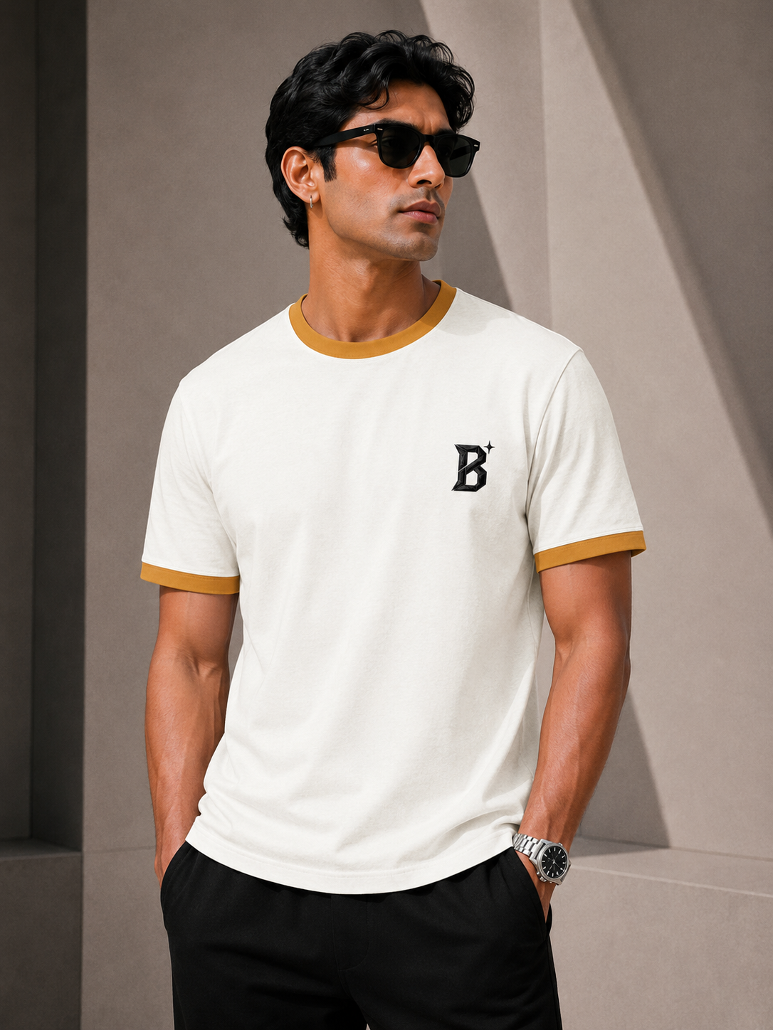 The Minimalistic Unisex Embroidered Ringer Tee