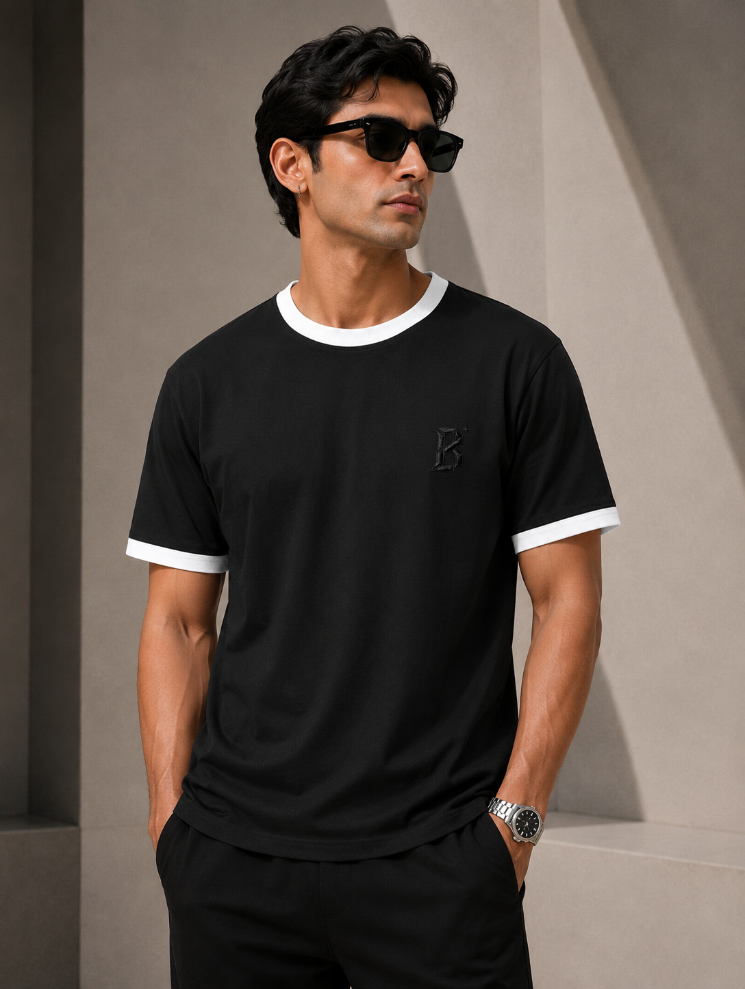 The Minimalistic Unisex Embroidered Ringer Tee
