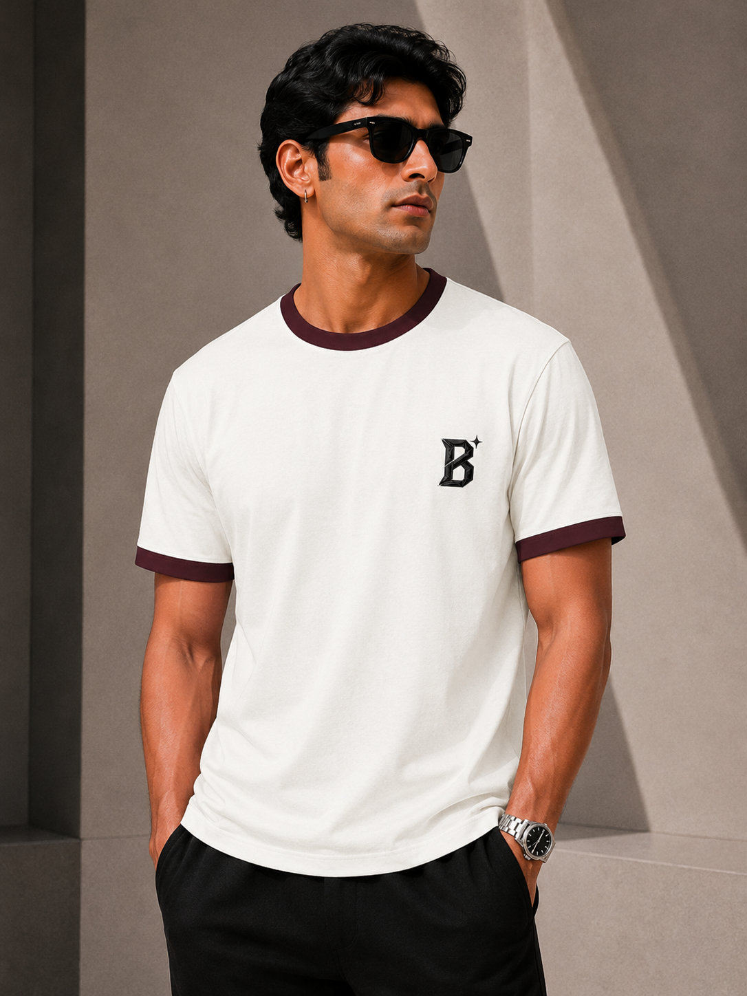 The Minimalistic Unisex Embroidered Ringer Tee