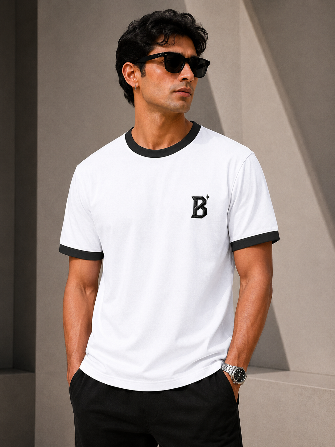 The Minimalistic Unisex Embroidered Ringer Tee
