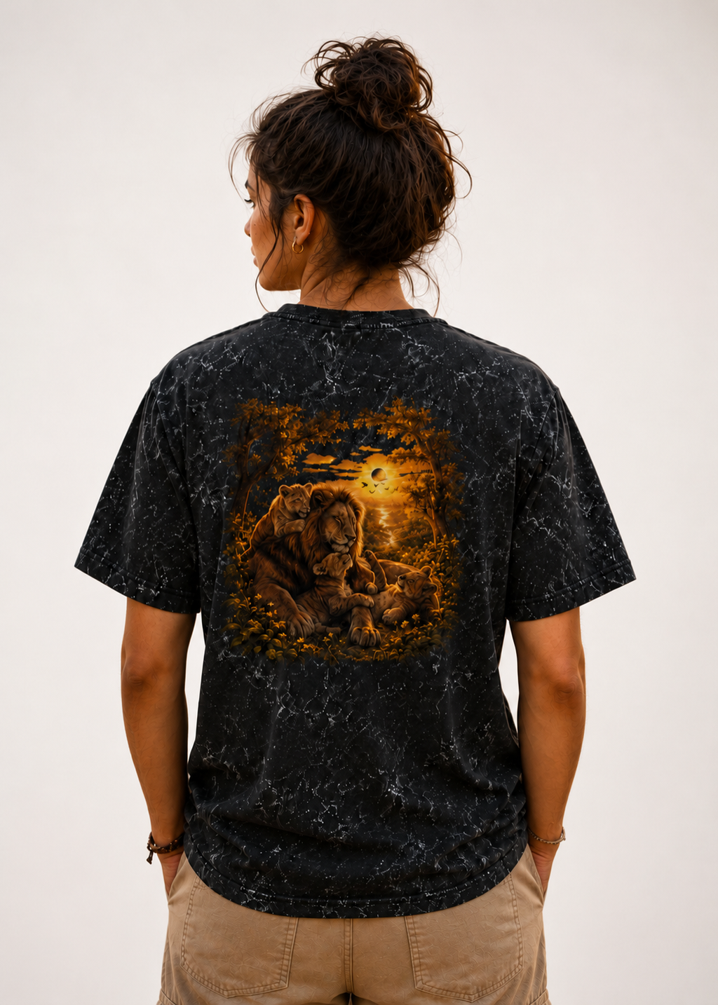 Action Hero Silhouette Acid Wash Oversized Unisex Tee - 240 GSM