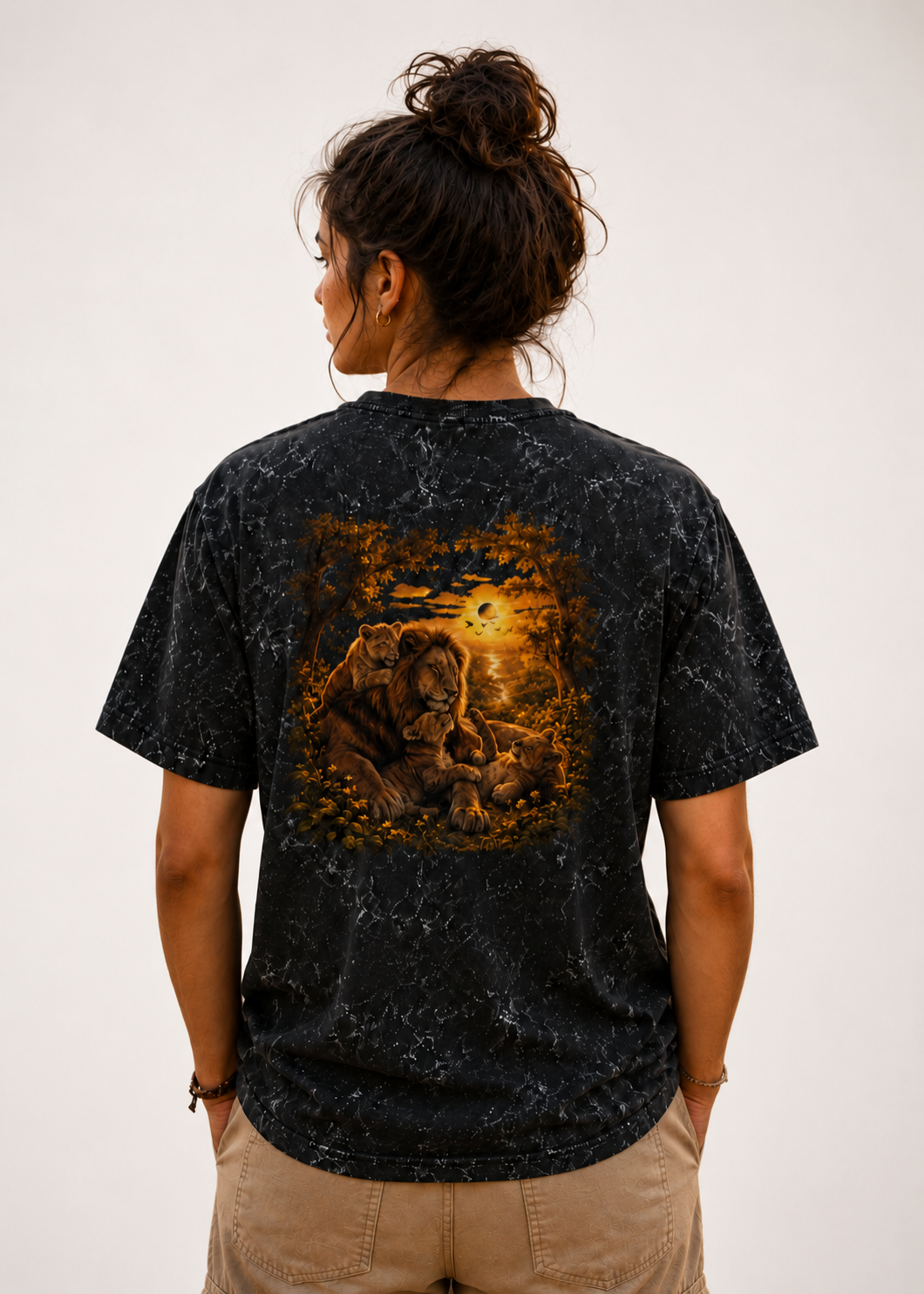 Action Hero Silhouette Acid Wash Oversized Unisex Tee - 240 GSM