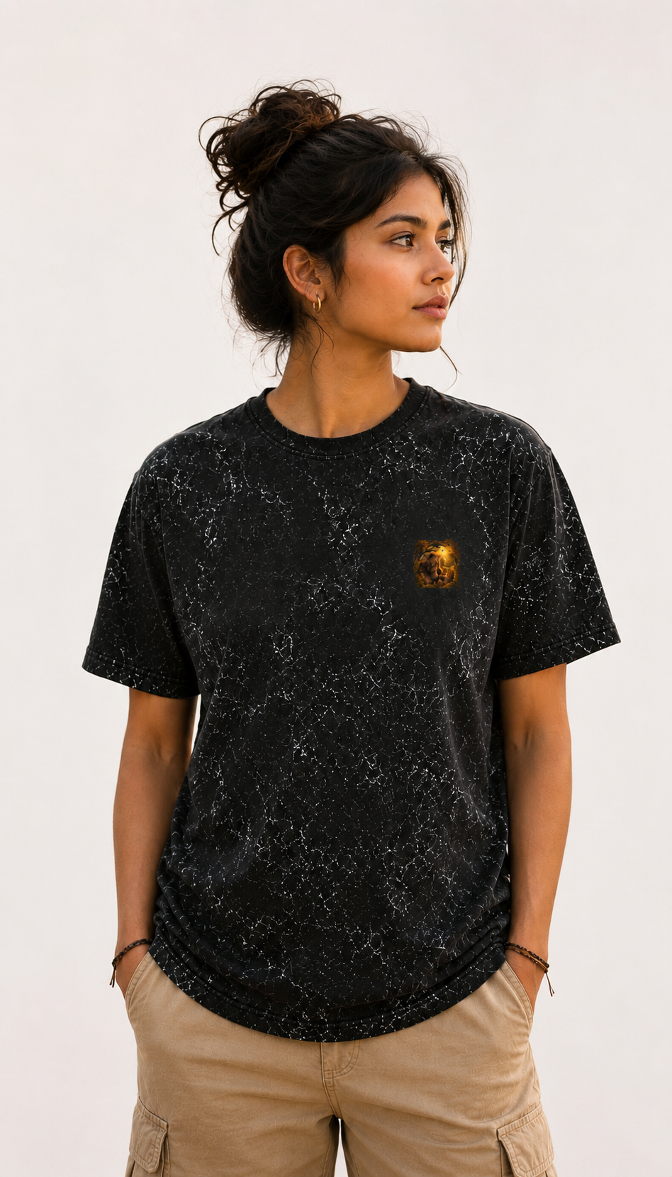 Action Hero Silhouette Acid Wash Oversized Unisex Tee - 240 GSM