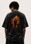 Explosive Action Silhouette Acid Wash Oversized Unisex Tee - 240 GSM