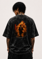 Explosive Action Silhouette Acid Wash Oversized Unisex Tee - 240 GSM