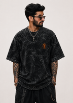 Explosive Action Silhouette Acid Wash Oversized Unisex Tee - 240 GSM