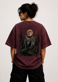 Midnight Forest Moon Acid Wash Oversized Unisex Tee - 240 GSM