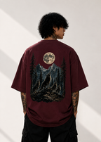 Midnight Forest Moon Graphic Oversized Unisex Tee - 260 GSM Terry