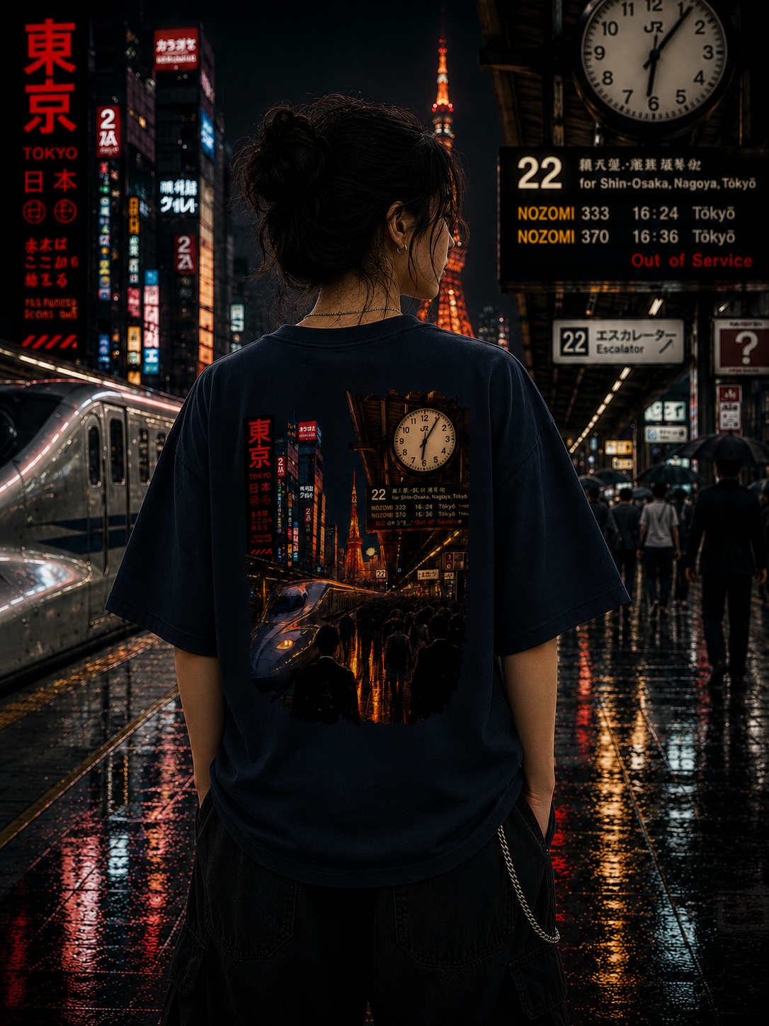 Midnight Cityscape Graphic Oversized Unisex Tee - 260 GSM Terry