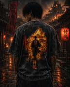Explosive Action Silhouette Acid Wash Oversized Unisex Tee - 240 GSM