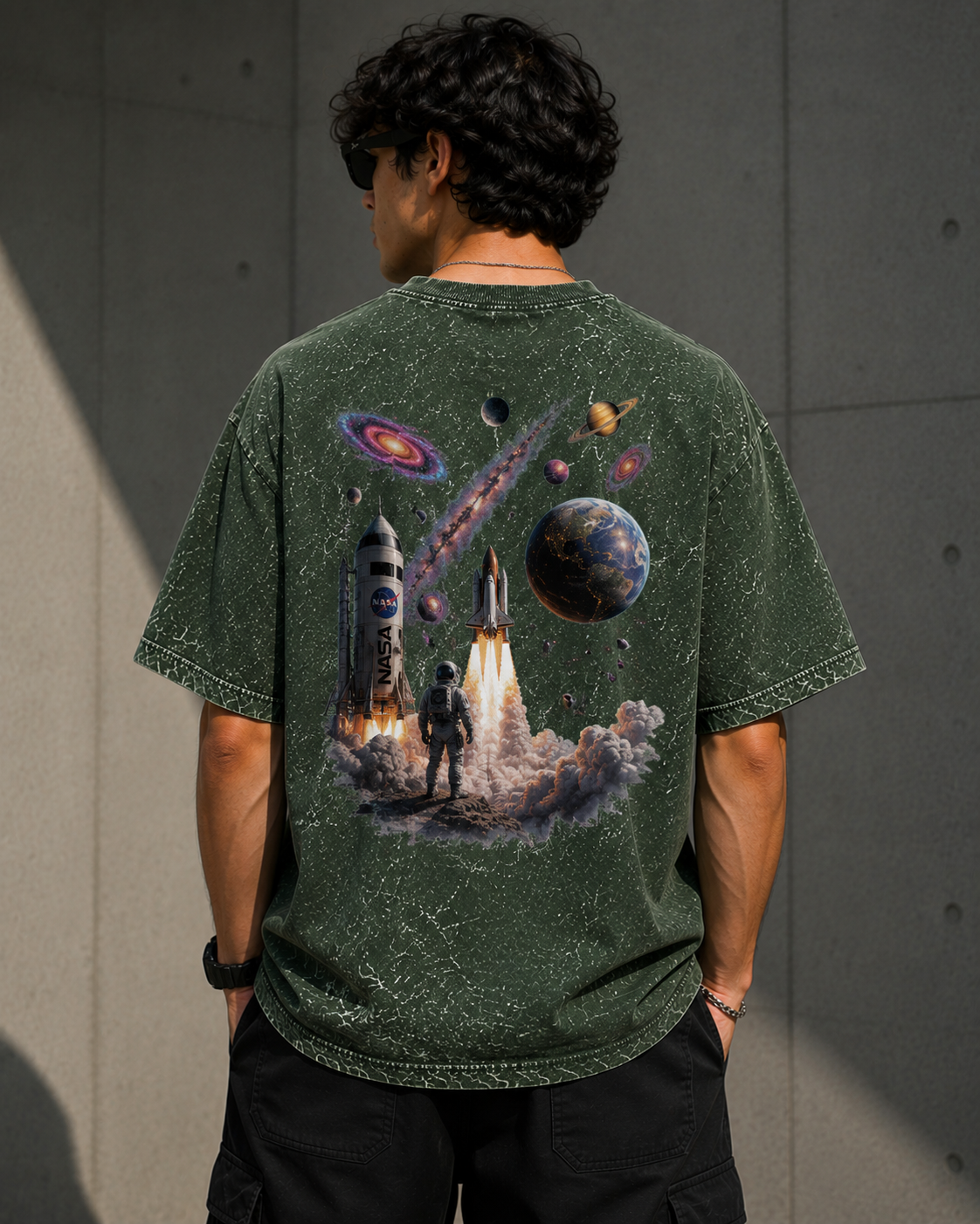 Astral Voyager Acid Wash Oversized Unisex Tee - 240 GSM