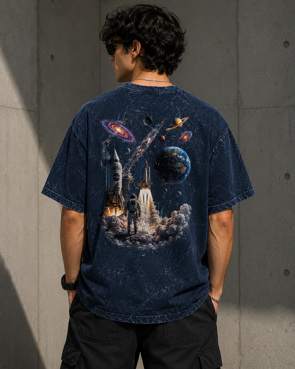 Astral Voyager Acid Wash Oversized Unisex Tee - 240 GSM