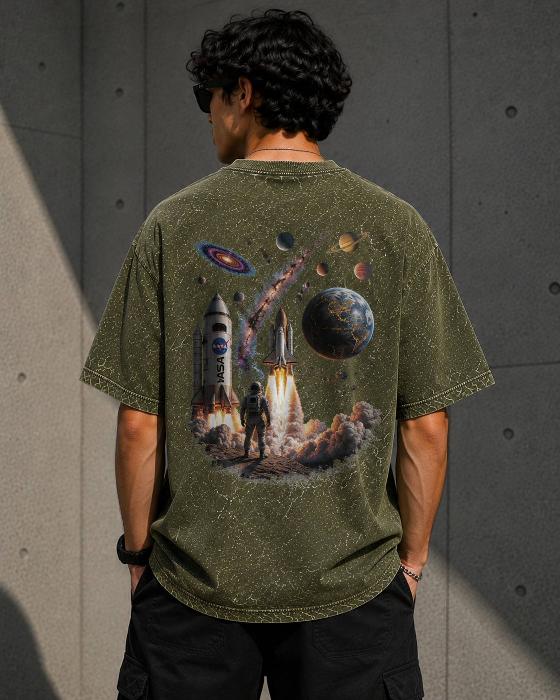 Astral Voyager Acid Wash Oversized Unisex Tee - 240 GSM