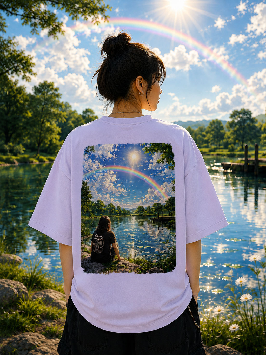 Dreamscape Starry Night Graphic Oversized Unisex Tee - 260 GSM Terry