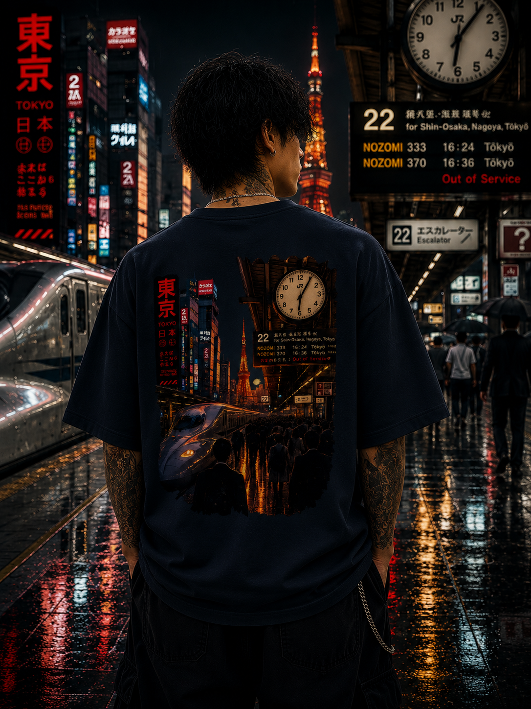 Midnight Cityscape Graphic Oversized Unisex Tee - 260 GSM Terry