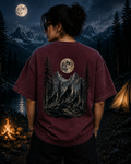 Midnight Forest Moon Acid Wash Oversized Unisex Tee - 240 GSM
