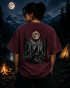 Midnight Forest Moon Acid Wash Oversized Unisex Tee - 240 GSM