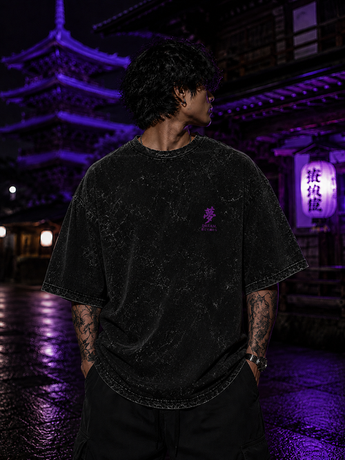 Dark Aura Anime Acid Wash Oversized Unisex Tee - 240 GSM