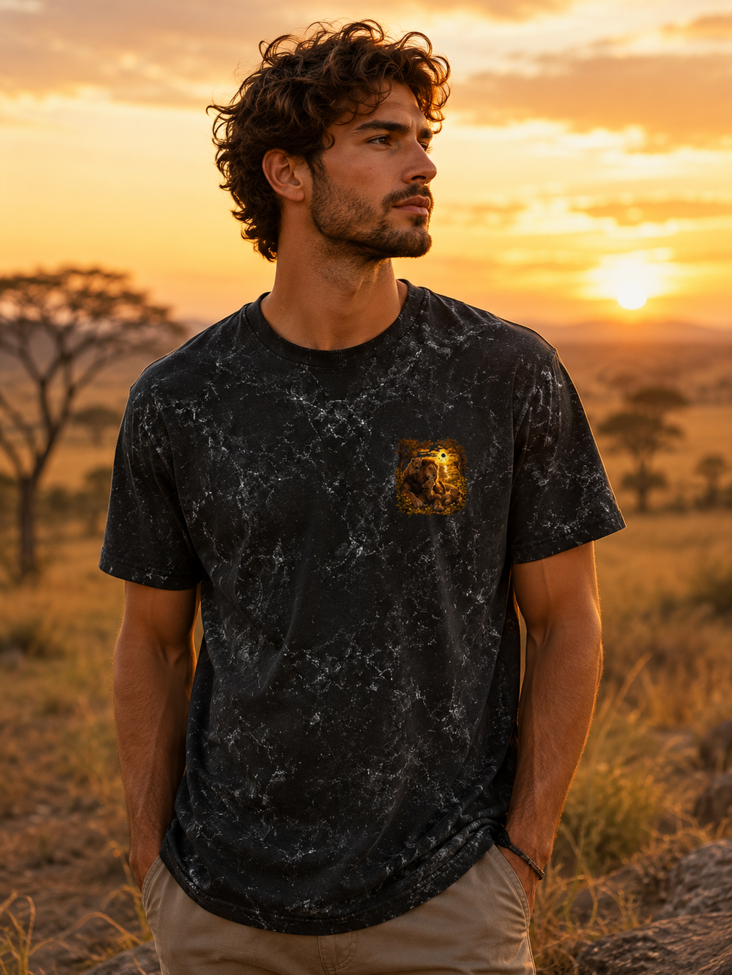 Action Hero Silhouette Acid Wash Oversized Unisex Tee - 240 GSM