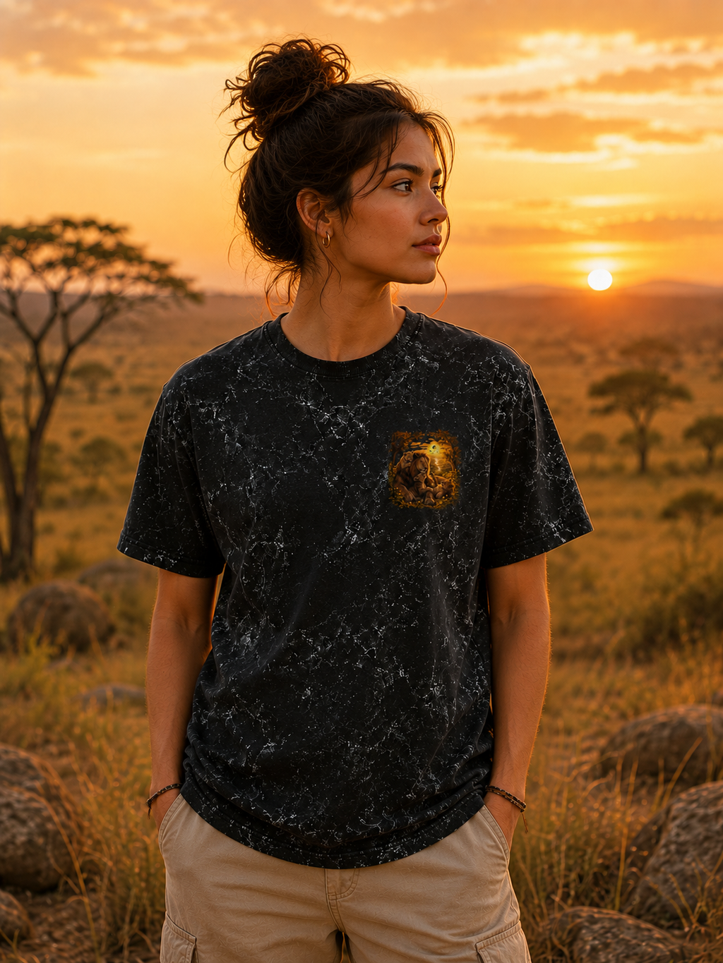 Action Hero Silhouette Acid Wash Oversized Unisex Tee - 240 GSM