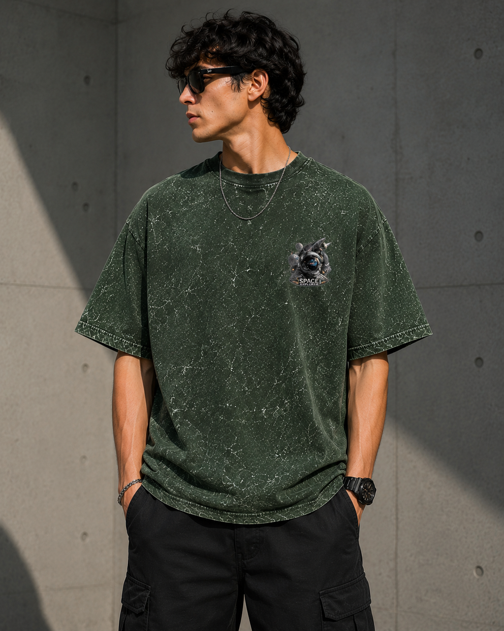 Astral Voyager Acid Wash Oversized Unisex Tee - 240 GSM