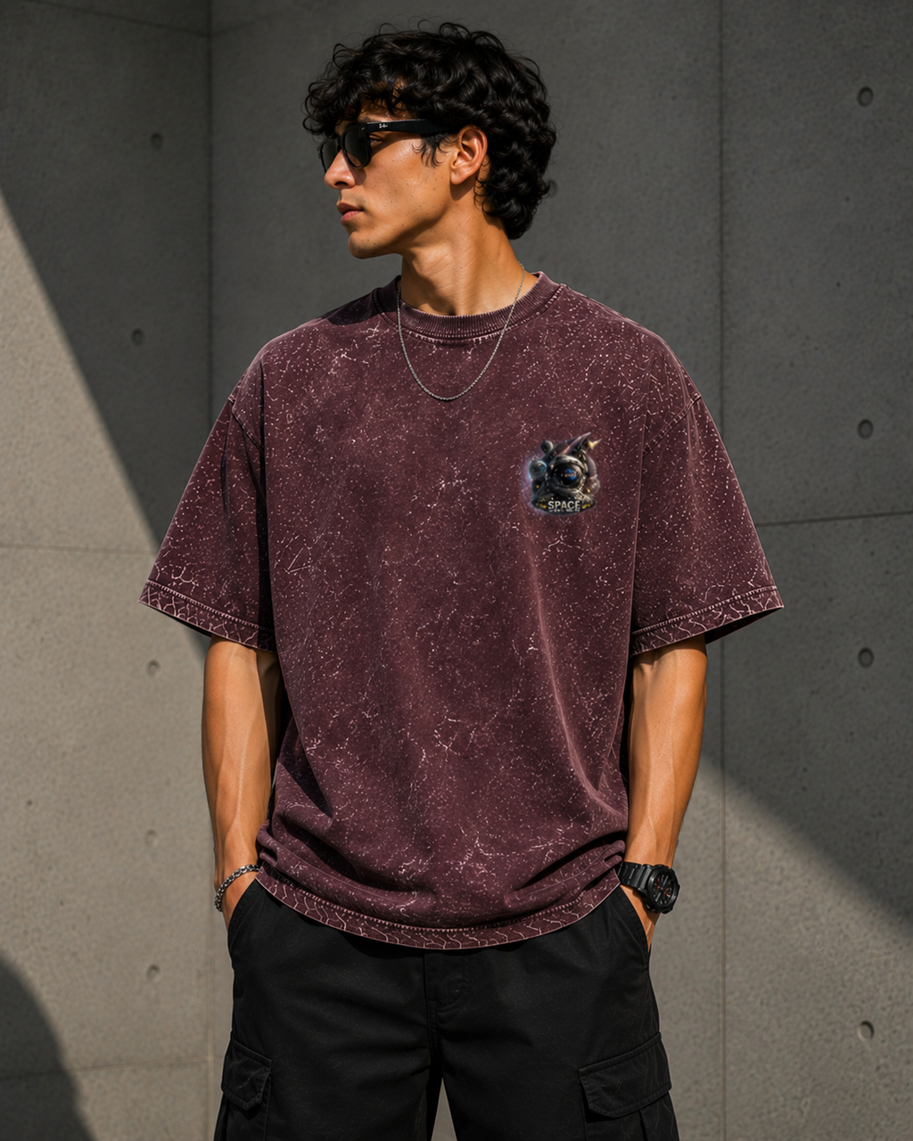 Astral Voyager Acid Wash Oversized Unisex Tee - 240 GSM