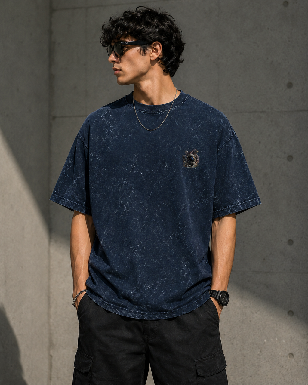 Astral Voyager Acid Wash Oversized Unisex Tee - 240 GSM