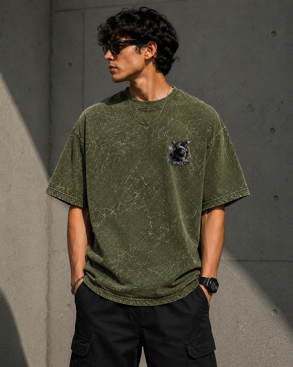 Astral Voyager Acid Wash Oversized Unisex Tee - 240 GSM