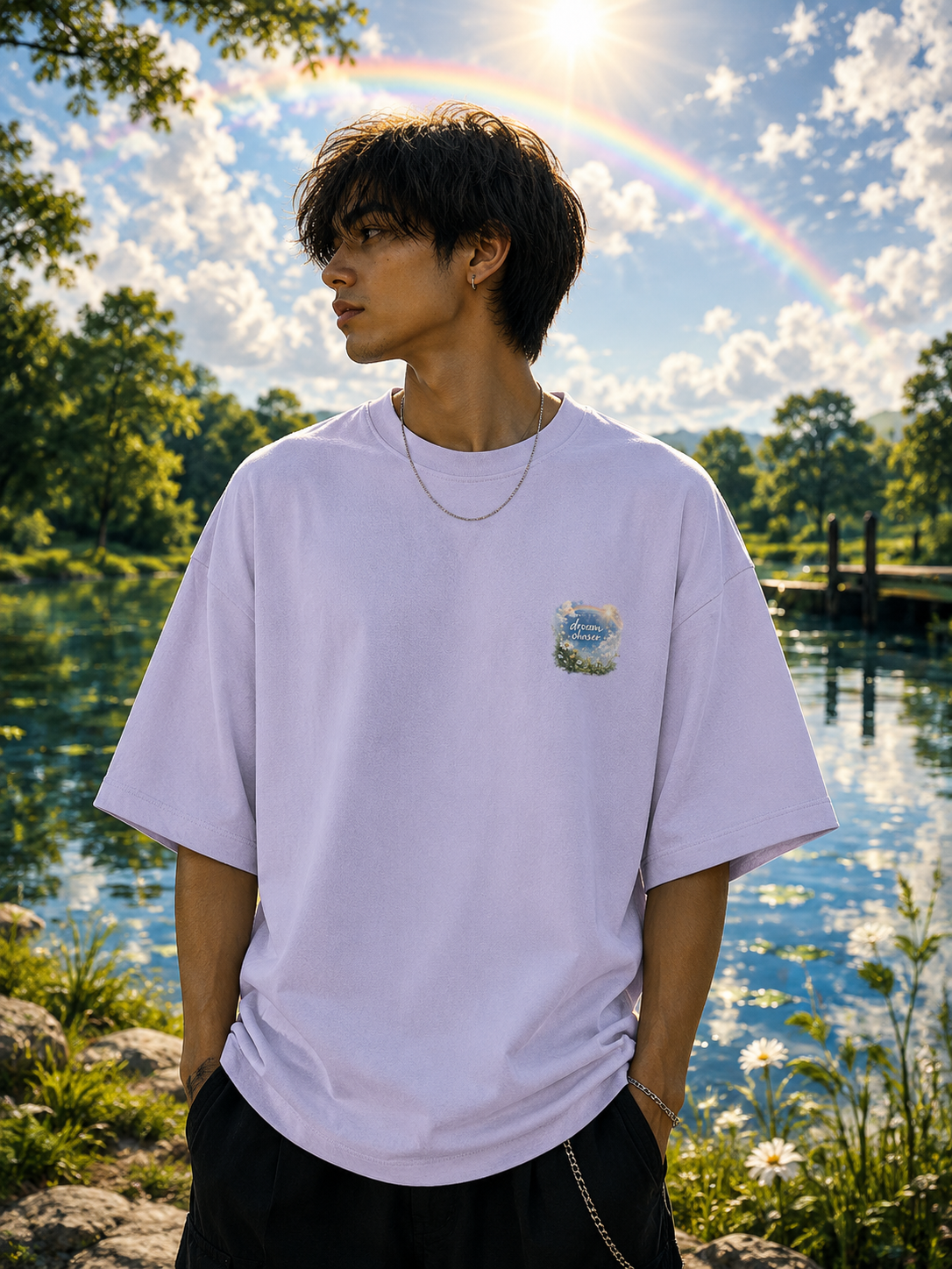 Dreamscape Starry Night Graphic Oversized Unisex Tee - 260 GSM Terry