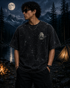 Midnight Forest Moon Acid Wash Oversized Unisex Tee - 240 GSM