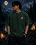 Midnight Forest Moon Acid Wash Oversized Unisex Tee - 240 GSM