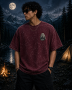 Midnight Forest Moon Acid Wash Oversized Unisex Tee - 240 GSM