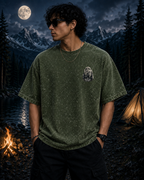 Midnight Forest Moon Acid Wash Oversized Unisex Tee - 240 GSM